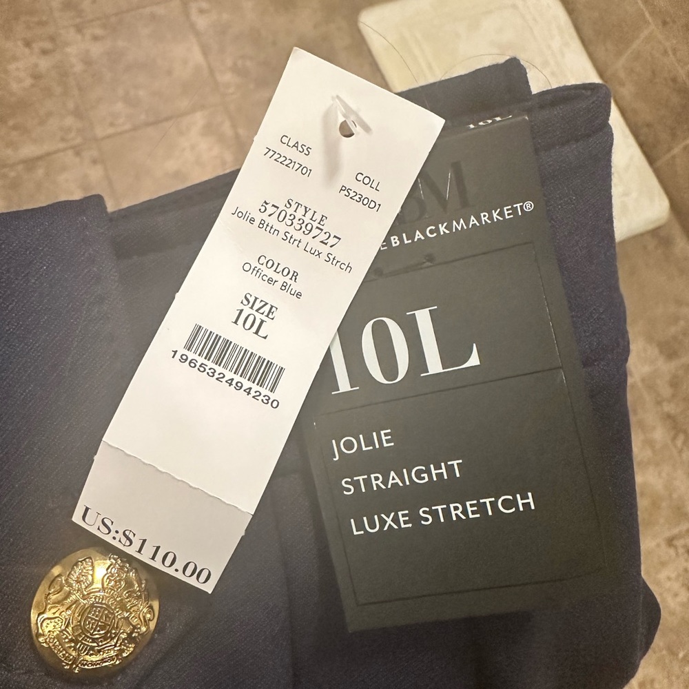 WHBM Jolie Button Straight Luxe Straight Pant - NWT Size 10L - Picture 6 of 7